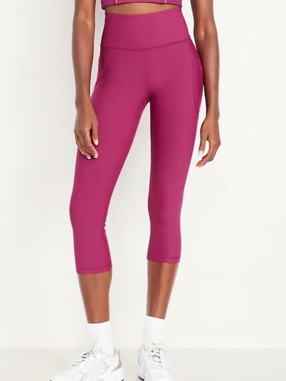 Old Navy High-Waisted PowerSoft Crop Pocket Leggings Bright Pink/Magenta/ XXL